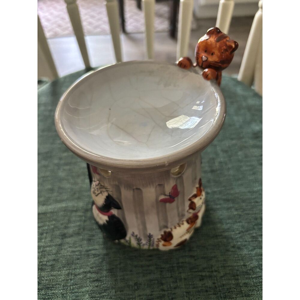 Ceramic 5" Cat Wax Melt Warmer Oil Burner Aromatherapy Kitty Candle Holder